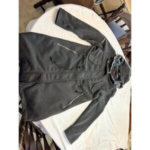 Yoki Womens Gray Hooded Coat With Faux Fur Lining Full Zip And Multiple Pockets